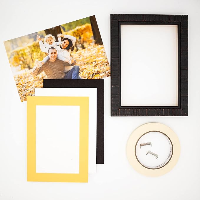 Pack of 25 Acid Free 8.5x11 Mats Bevel Cut for 7x9 Photos - Chamois Yellow Precut Matboards With Backing Boards and Clear Photo Mat Bags For Pictures, Photos, Framing - 4-ply Thickness