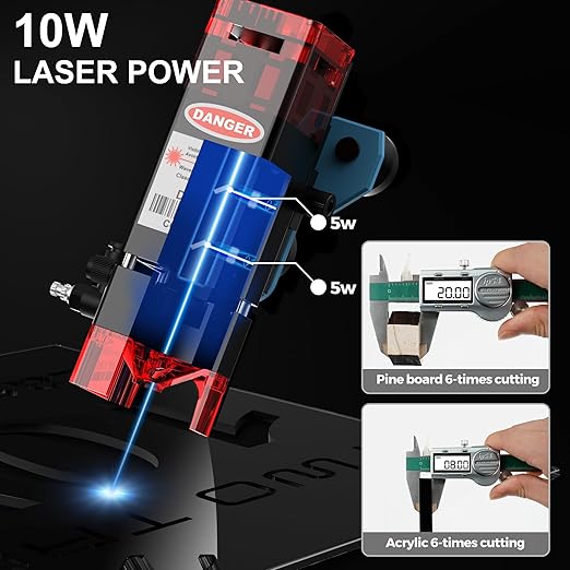 TTS-10 PRO 10000mW Laser Engraver Machine Usongshine 12Pcs DIY Unfinished Wooden Tool Engraving Machine for Usongshine Nema 17 Stepper Motor 42BYGH 500mm Honeycomb Laser Bed (10W)