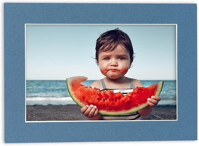 11x14 Mat for 8.5x11 Photo - Precut Steel Blue Picture Matboard for Frames Measuring 11 x 14 Inches - Bevel Cut Matte to Display Art 8.5 x 11 Inches - Acid Free ONE MAT with Backing Board & Clear Bag