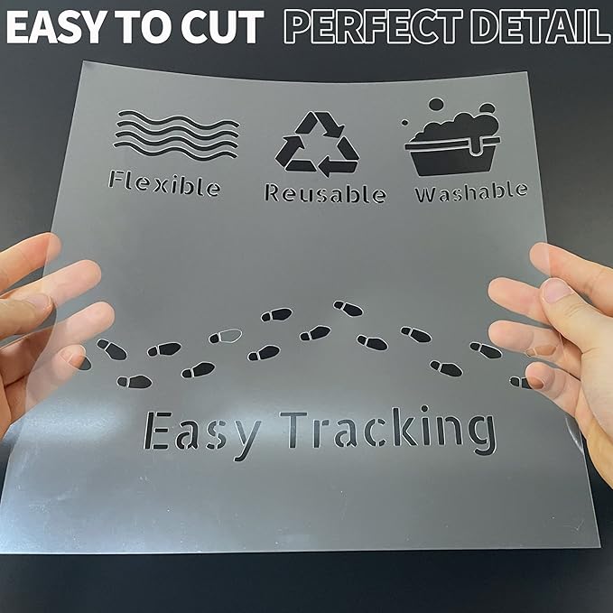 7.5Mil Blank Mylar Sheet (10 Pack), 12“ X 12” Clear Plastic Sheet, Clear Acetate Sheets for Cricut, Stencil Plastic Sheets for Cutting Machine, PET Stencil Material