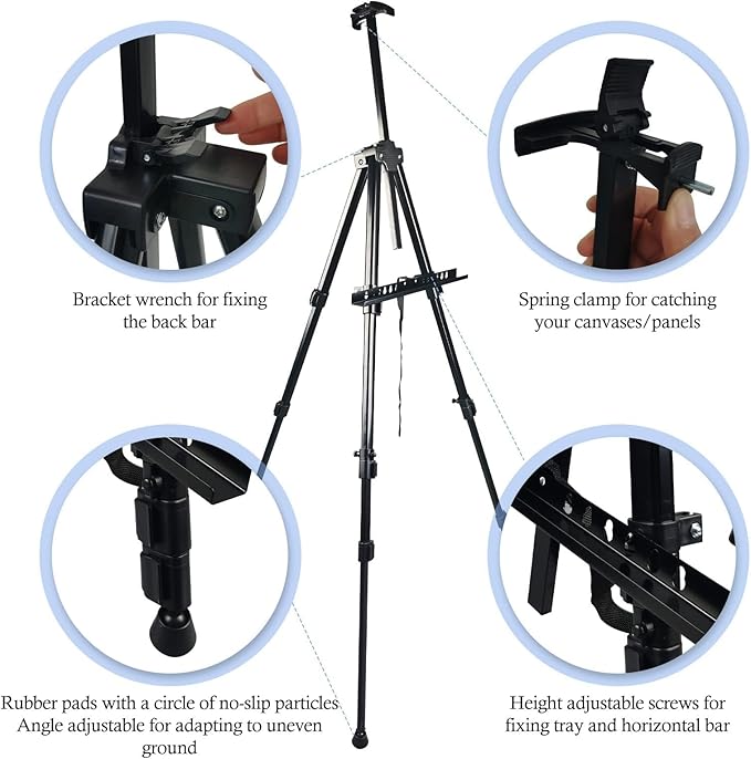 Art Easel Stand for Displaying - 66 Inch Height Adjustable Aluminum Metal Easels for Wedding Sign Display and Drawing & Outdoor and Portable for Adults - Sturdy and Painting,2-Pack.