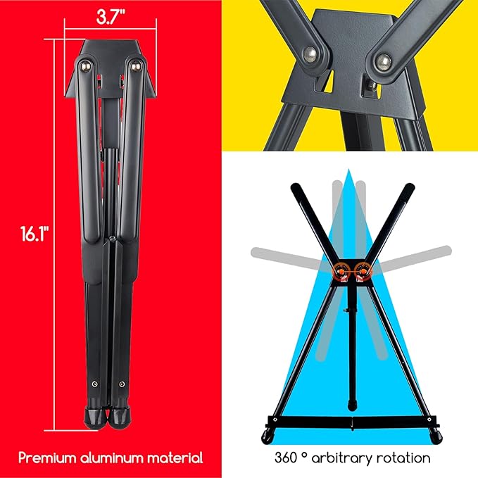 MEEDEN Tabletop Easels, Metal Easel Stand for Painting & Display, Aluminum Desktop Art Painting Easel, Foldable Portable Paint Easel Tripod Stand for Canvas, Paintings, Photos, Books, Signs