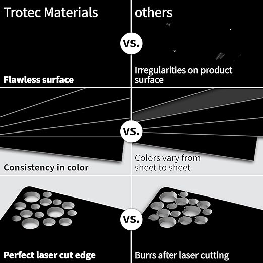 Trotec TroLase Lights | 24"x12"x1/250"(0.1mm thick) | Adhesive-Backed Flexible Laser Engraving Sheet/Film for Decal & Label | Double Color Plastic Sheet for Engraving | Black/Silver | 10pcs