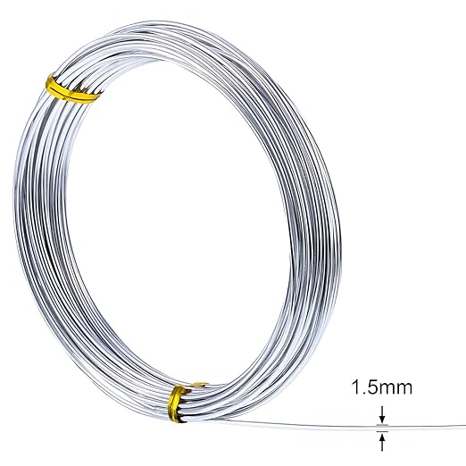 TecUnite Aluminum Craft Wire for Sculpting Armature Bendable Craft Wire for DIY Jewelry Making (1 Roll,Silver,10 M x 1.5 mm)