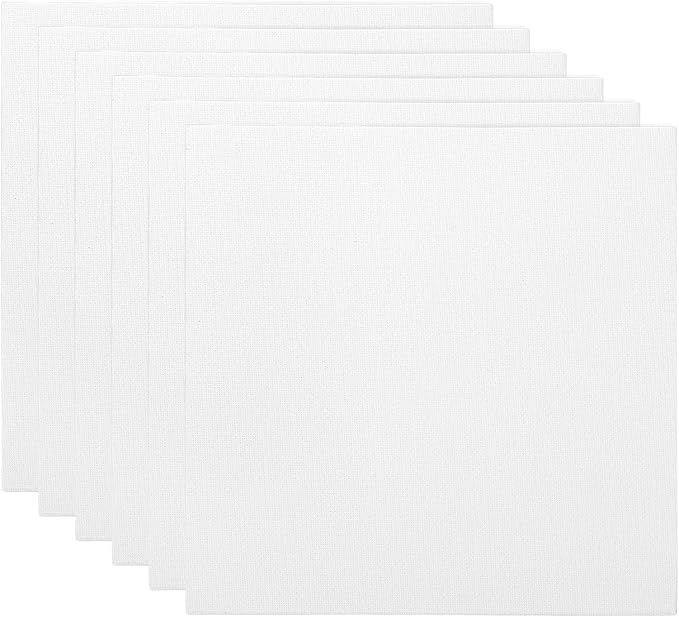 PATIKIL 8x8 Canvas Boards for Painting, 6 Pack 100% Cotton Square Triple Primed Stretched Blank Art Canvas Panel Bulk Thin for Acrylic, Oil, Tempera Paints, White