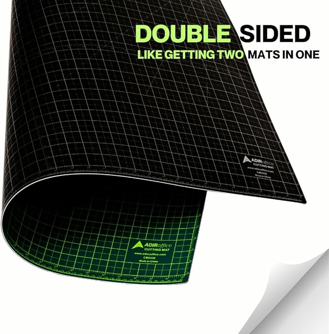 Adir Self Healing Cutting Mat - 18x24 Inches Sew Cutting Mat and Quilt Cutting Mat with 5 Layers, Double Sided Cutting Mat for Crafts - Reversible Non-Slip Cutting Pad with Grid