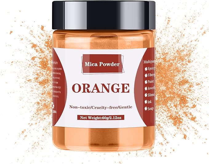 Orange Mica Powder - 60g Mica Powder for Epoxy Resin - Pearl Pigment Powder Dye for Resin/Eye Shadow/Soap Making/Nails/Bath Bombs etc.