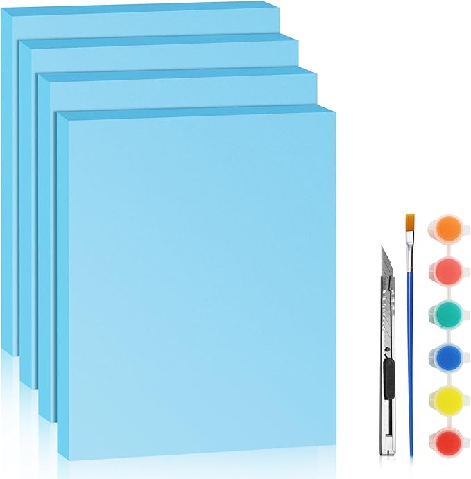 LuckyFoam Blue 4 Pack 15x12x1 inch Foam Sheets 1 Inch Thick Polystyrene Rectangles XPS Foam Board Craft for Insulating DIY Modeling Art Supplies
