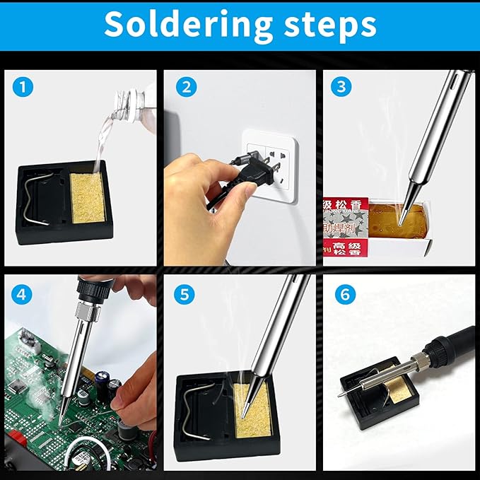 Soldering iron kit, 110V, 80W, fast heating within 10 seconds LCD digital adjustable temperature soldering iron gun, thermostatic soldering iron kit for electronic equipment