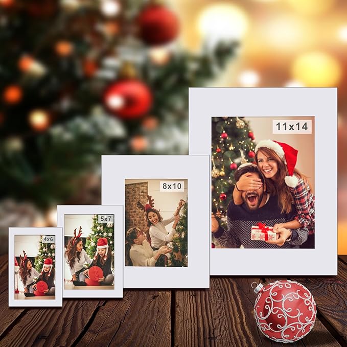 Egofine 4x6 White Picture Mats Pack of 14, Frame Mattes for 3x4.5 Pictures, Acid Free, 1.2mm Thickness, with Core Bevel Cut