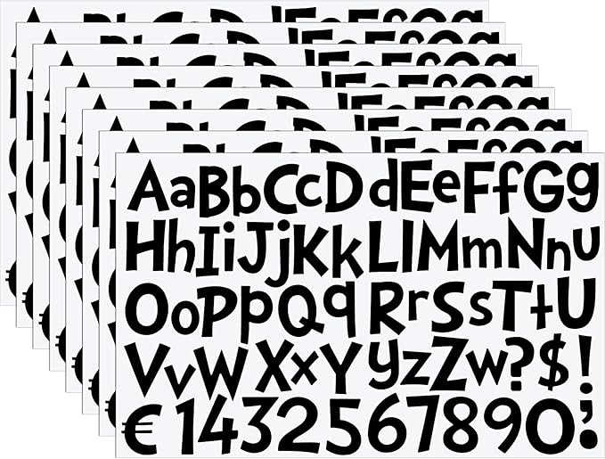 TaoBary 544 Pcs 2 Inch 16 Sheets Large Letter Stickers, Upper and Lower Case, Adhesive Vinyl Alphabet Sticker for Bulletin Board, Poster, Bottle, DIY, Notebook(Black,2 Inch)