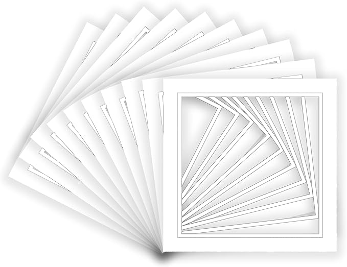 16x16 Mat for 12x12 Photo - Precut White on White Double Mat Picture Matboard for Frames Measuring 16 x 16 Inches - Bevel Cut Matte to Display Art Measuring 12 x 12 Inches - Acid Free ONE MAT