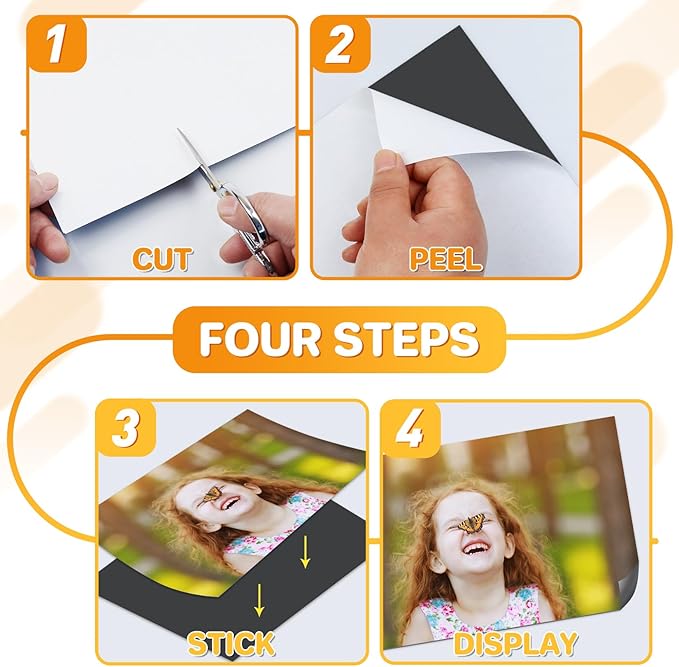 FINDMAG Magnetic Sheets (8” x 10”), Pack of 12, Flexible Magnet for Hanging Pictures, Photos, Paper Magnet for Dies, Adhesive Magnetic Sheets for Fridge, Locker, Cabinet Doors.