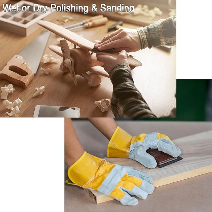 9x11 inch 5 Sheets Sandpaper, Wet or Dry 15000 High Grit Extra Fine Sand Paper, Silicon Carbide Waterproof Abrasive Pads for Automotive Sanding, Wood Turing Finishing, Metal Furniture Polishing