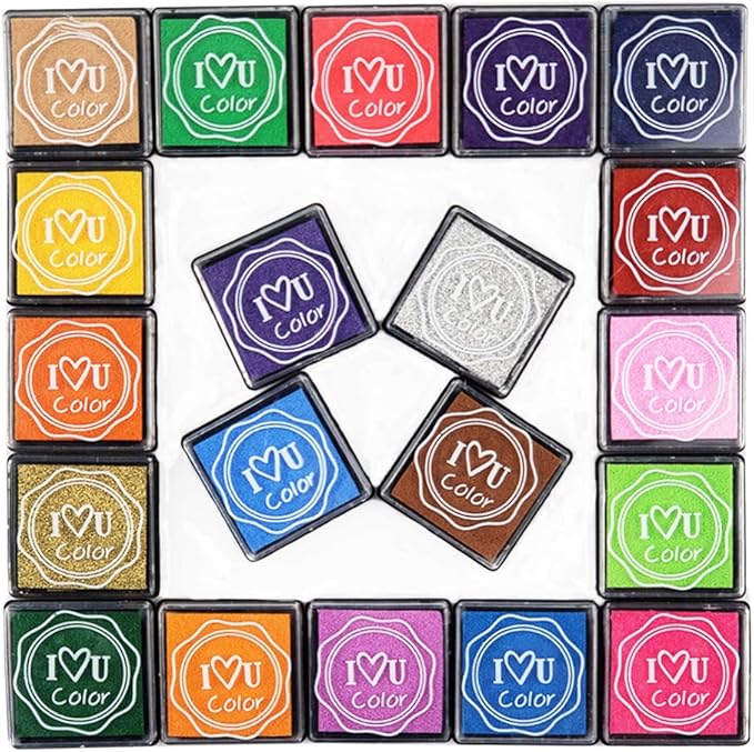 Washable Ink Pads for Kids Rubber Stamps, 20 Colors Stamp Ink Pads, Fingerprint Crafts Stamp Pad for Kids, Paper, Scrapbooking, Wood Fabric