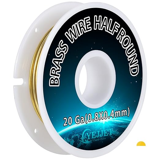 Artistic Wire 20 Gauge Brass Half Round 0.81x0.41mm - 3.0 oz 122 Feet Jewelry Findings, Sculpting Supplies