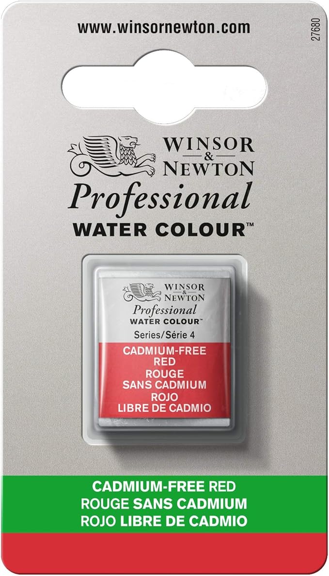 Winsor & Newton Professional Water Colour Paint, Half Pan, Cadmium-Free Red