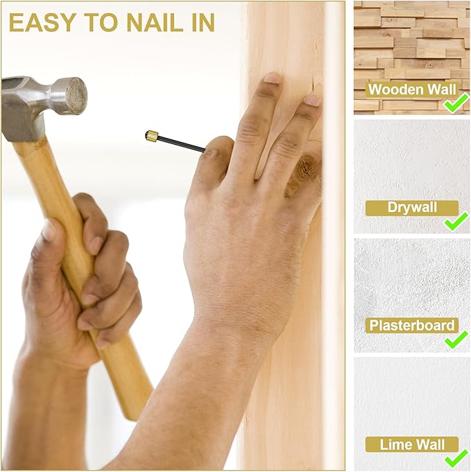 120PCS Nails for Hanging Pictures, 4 Sizes Picture Hanging Nails for Wall Decoration Hanging Frame Kit Mirror Hanging Hardware Tool Hangers for Claw Drywall Nails (Small Medium Large Nails)
