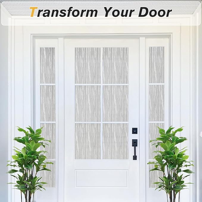 Haton Window Privacy Film, Frosted Glass Privacy Window Clings, Sun Blocking Frosting Opaque Coverings, Static Cling Removable Decorative Stickers for Home Door, Non-Adhesive 35.4" x 157.4"