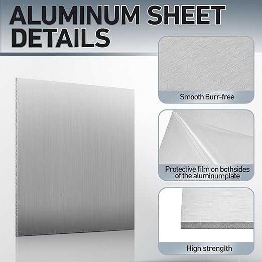 Blulu 2 Pcs 6061 Aluminum Sheet Metal Plate 15 x 15 x 1/8 in (3 mm) Flat Plain Thickness Panel Covered with Protective Film Solid Rectangle Flat Stock for Crafting Industry Structural Framing Base