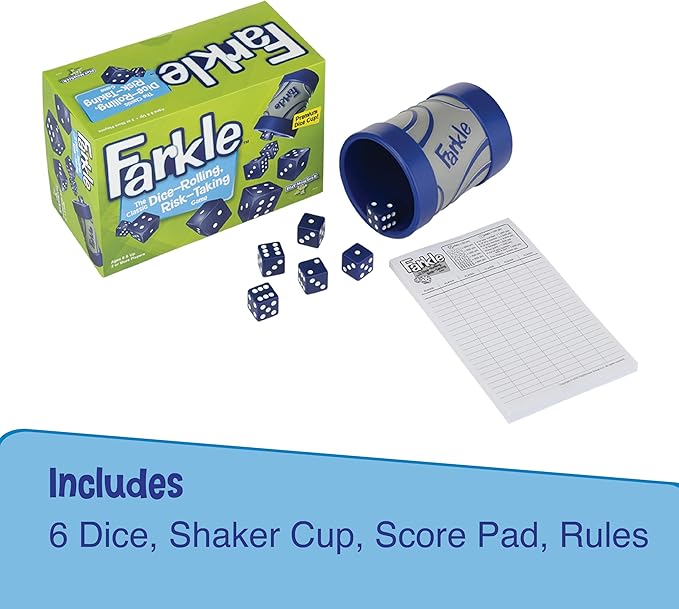 PlayMonster Farkle Dice Game — Exclusive Premium Dice Cup — Family Game Night — Easy to Shake and Slam — for Ages 8+