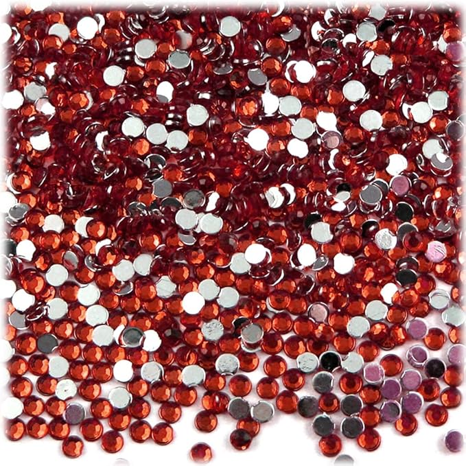 The Crafts Outlet 5-PK Set (7,200-Piece), Round 3mm Rhinestones, Flatback, Red Tones 2