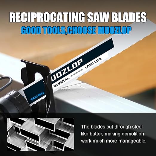 5 Pack 12 inch Reciprocating Saw Blades Set,18 TPI High Carbon Saw Blades, Metal Saw Blades with Organizer Case (5, 18TPI/300mm)