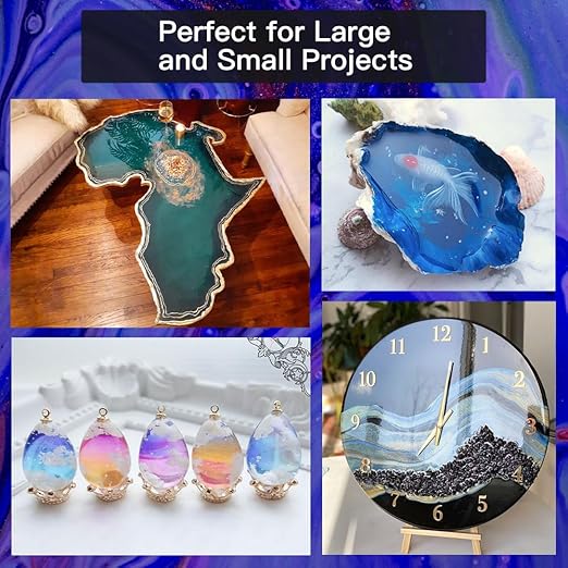 Epoxy Resin 17OZ, Crystal Clear Epoxy Resin Kit, Not Yellowing, Bubble Free, Self-Leveling, Coating & Casting for Jewelry Making, DIY Art Crafts, Molds, Beginners, Starter Kit (8.5OZ x 2)