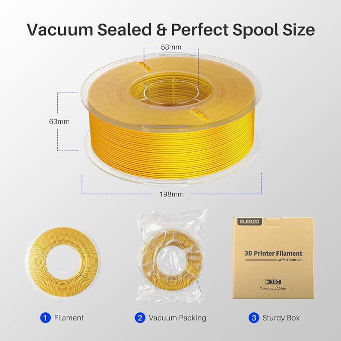 ELEGOO Silk PLA Filament Triple Colors Blue Purple Black, Shiny Tri-Color 3D Printer Filament 1.75mm Dimensional Accuracy +/- 0.05mm, 1kg Spool(2.2lbs) Fits for Most FDM 3D Printers