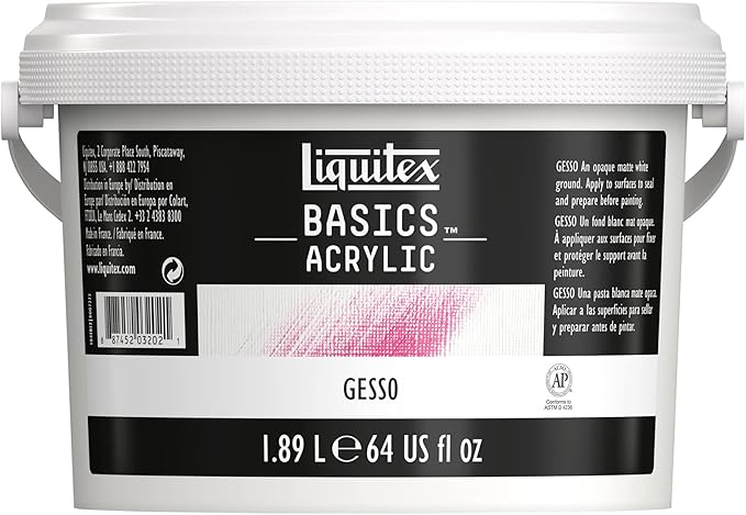 Liquitex BASICS Gesso Surface Prep Medium, 1.89L (64-oz) Tub, White