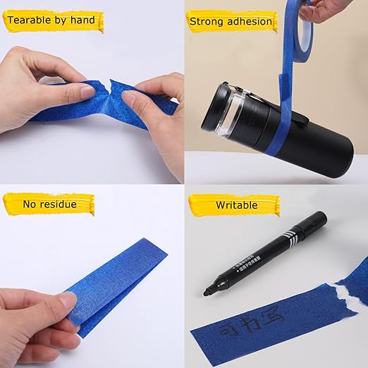 Blue Tape, Painters Tape, Masking Tapes, 0.94 Inch x 60.1 Yards, 6 Rolls, Paper Paper, No Residue Painting Tapes for Multi-Purpose, Kids Arts and Crafts, Scrapbook Supplies, DIY Projects, Labeling