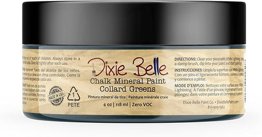 Dixie Belle Paint Company Chalk Finish Furniture Paint - Collard Greens (4oz) - Matte Deep Green Chic Chalk Mineral DIY Furniture Paint