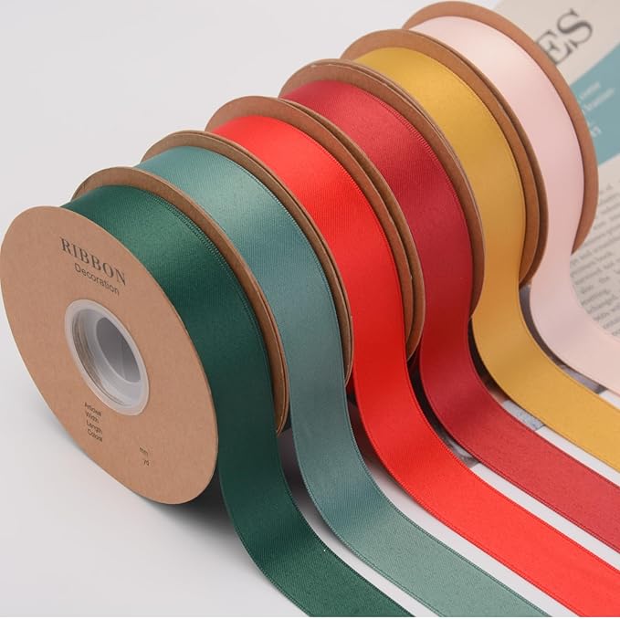 Double Side Satin Ribbon, Continuous 20 Yards,Use for Craft Bows Bouquet, Gift Wrapping, Wedding Decoration, Floral Arrangement (Dark Green, 5/8 inch)