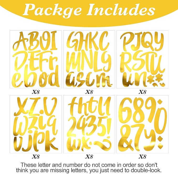Outus 576 Pieces 8 Sheets Letters Stickers Self Adhesive Vinyl Letter Alphabet Number Stickers Mailbox Numbers Sticker, Decals for Classroom Decor, Sign, Door