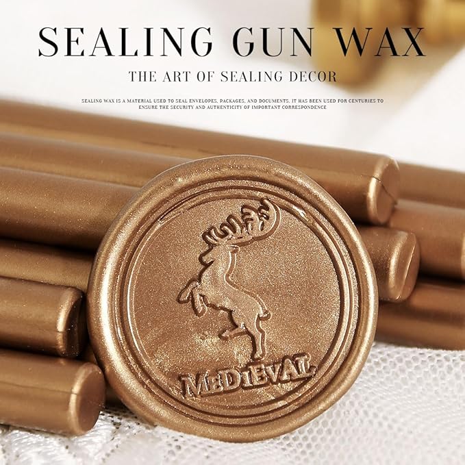 Classic Antique Gold Sealing Wax Stick, Wax Seal Stick for Mini Glue Gun, DIY Wedding Invitation Decoration - Pack of 16