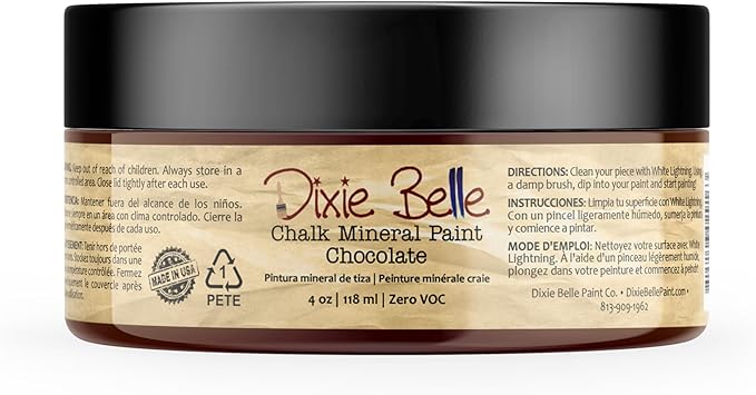 Dixie Belle Paint Company Chalk Finish Furniture Paint - Chocolate (4oz) - Matte Creamy Brown Chic Chalk Mineral DIY Furniture Paint