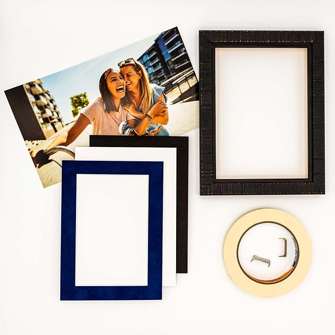 Poster Palooza 8x10 Mat Bevel Cut for 6x8 Photos - Acid Free Brooke Blue Suede Precut Matboard - For Pictures, Photos, Framing - 4-ply Thickness