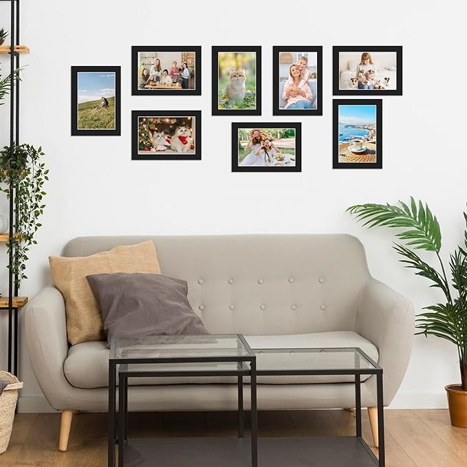 Prudiut 15 Pack 5x7 Black Picture Mats, Frame Mattes for 4x6 Pictures Display Photo Frame Mat Core Bevel Cut Mat Board Show Kit for Photos, Prints, Artworks