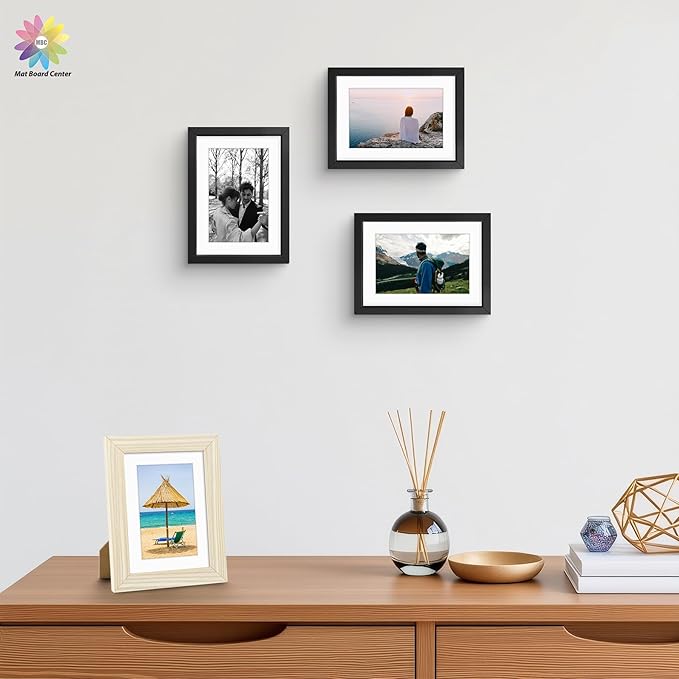 Mat Board Center, Pack of 50, 5x7 for 4x6 White Mat Kit - Acid Free, 4-ply Thickness, White Core - Includes Backing Boards and Clear Bags - for Pictures, Photos, Framing