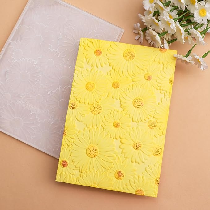 BAOFALI 3D Embossing Folder for Card Making,Beautiful Sunflower Plastic Texture Fades Embossing Folder Template for Scrapbooking Cardstock Album DIY Decoration Paper Crafting 6.3x4.5inch