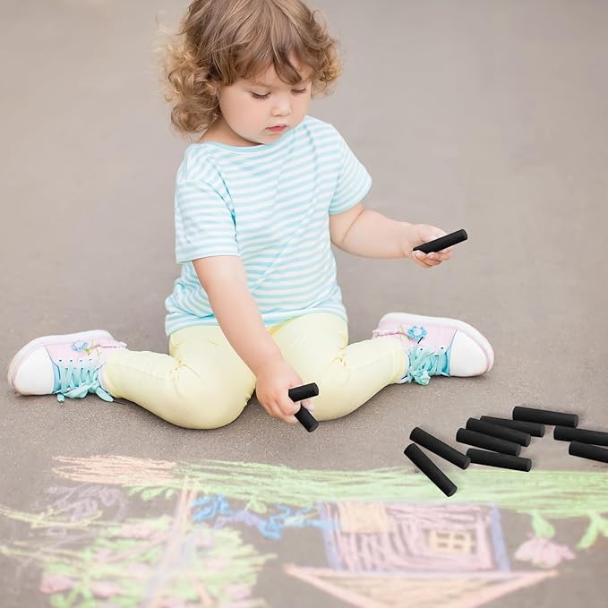20 Pcs Sidewalk Chalks for Kids Non Toxic Jumbo Chalk for Party Gift Outdoor Art Classroom Play Painting (Black)