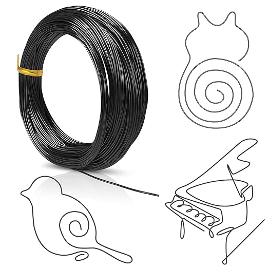 Cobee 18 Gauge Aluminum Wire for Jewelry, Craft, and Wreath Making - Bendable Beading Wire (1mm x 30m, Black)
