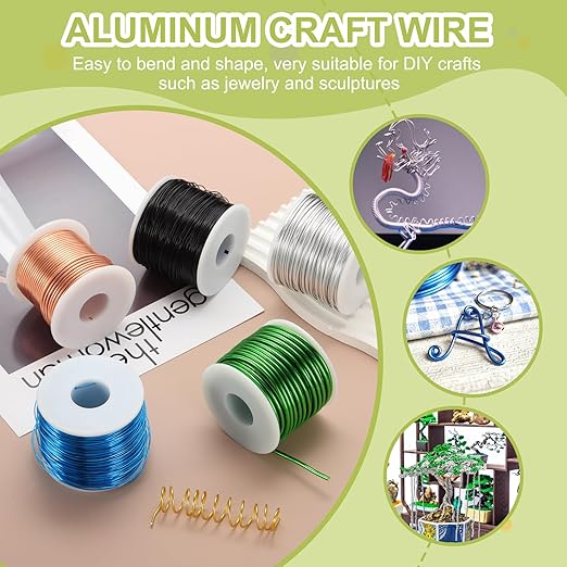 MECCANIXITY 12 Gauge Anodized Aluminum Craft Wire Bendable Bonsai Training Wire 98 Feet 2mm for Sculpting Crafts Wreath Floral Beading Jewelry Making, Yellow