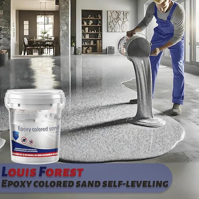 Epoxy Floor Paint, Epoxy Colored Sand Floor Paint, High-Gloss Marble Effect Self-Leveling Coating, Waterproof, Non-Slip, Ultra-Durable for Garage, Basement, Wood Floors (Sapphire Blue,2.2 lb)