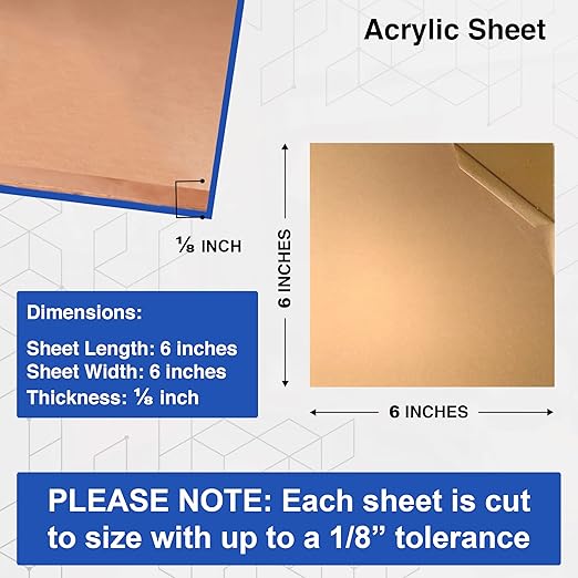 Duco USA-Made Clear Cast Acrylic Sheet 1/8 Inch Thick 6" x 6" - 2 Pack of Transparent Plexiglass Sheet - Lightweight Acrylic Board for Window Replacements, Displays, Signs, and More