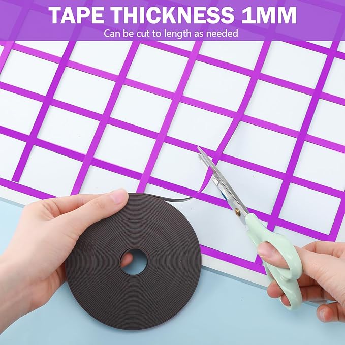 Magnetic Tape Roll Thin Strips, 0.39 Inch x 66 Feet Magnetic Board Dividers Whiteboard Graphic Decorative Tape Marking Line for Classroom Office Art Accessories(Purple)
