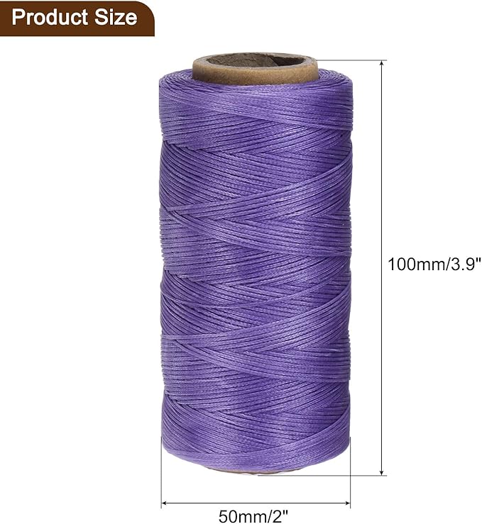 uxcell 150D 0.8mm Flat Waxed Thread 284 Yards Polyester Leather Sewing Waxed String Hand Stitching Waxed Cord for Leather Stitching Sewing Bookbinding DIY Craft Light Purple