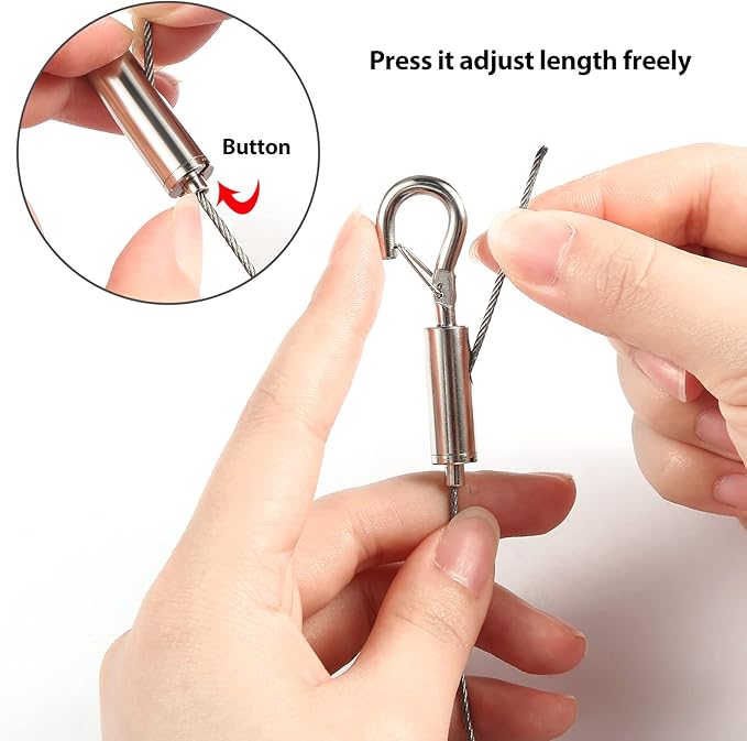 4Pcs 2m x 1.5mm Adjustable Picture Hanging Wire Kit,Heavy Duty Stainless Steel Rope for Hanging Mirrors,Frames,Lamps,Holds Up to 66lbs(30kg)