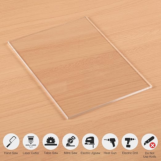 Pack of 10 Clear Acrylic Sheet 4" x 6" Cast Plexiglass Panel 1/8" Thick (3mm) Transparent Plastic Board for Sign, Craft, Display Projects, Laser Cutting, Engraving, Painting