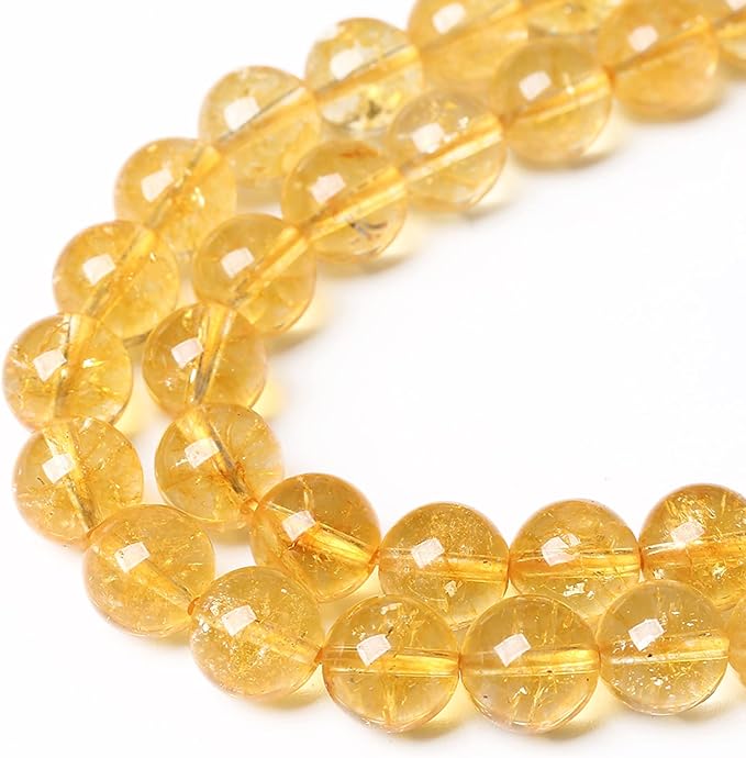 6mm 60Pcs Natural Citrine Beads for Jewelry Making Gemstone Round Loose Beads DIY Bracelet Necklace